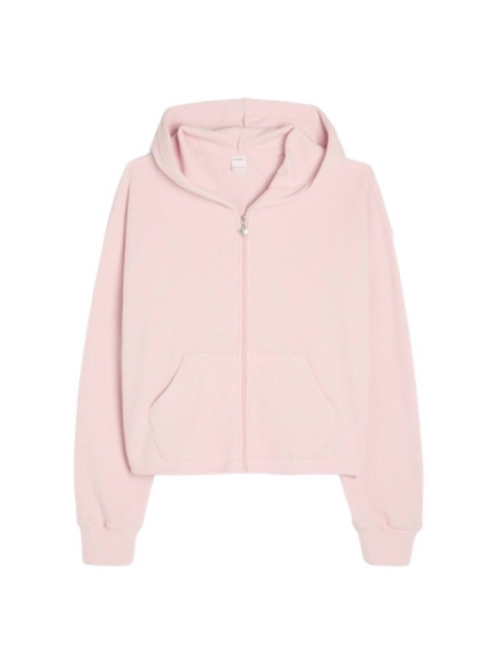 GILLY HICKS [NWT] Light Pink Oversized Cloud Heart Charm Zip-Up  Cropped Hoodie